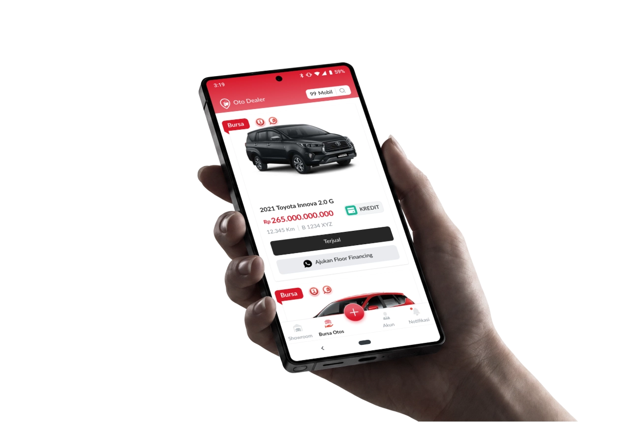 Tampilan aplikasi Otodealer di ponsel